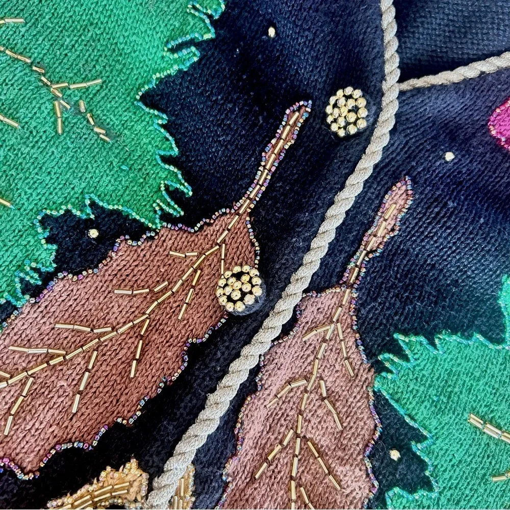Bellepointe Vtg 90s Handmade Colorful Fall Leaf Cardigan Sweater Sz L Beaded